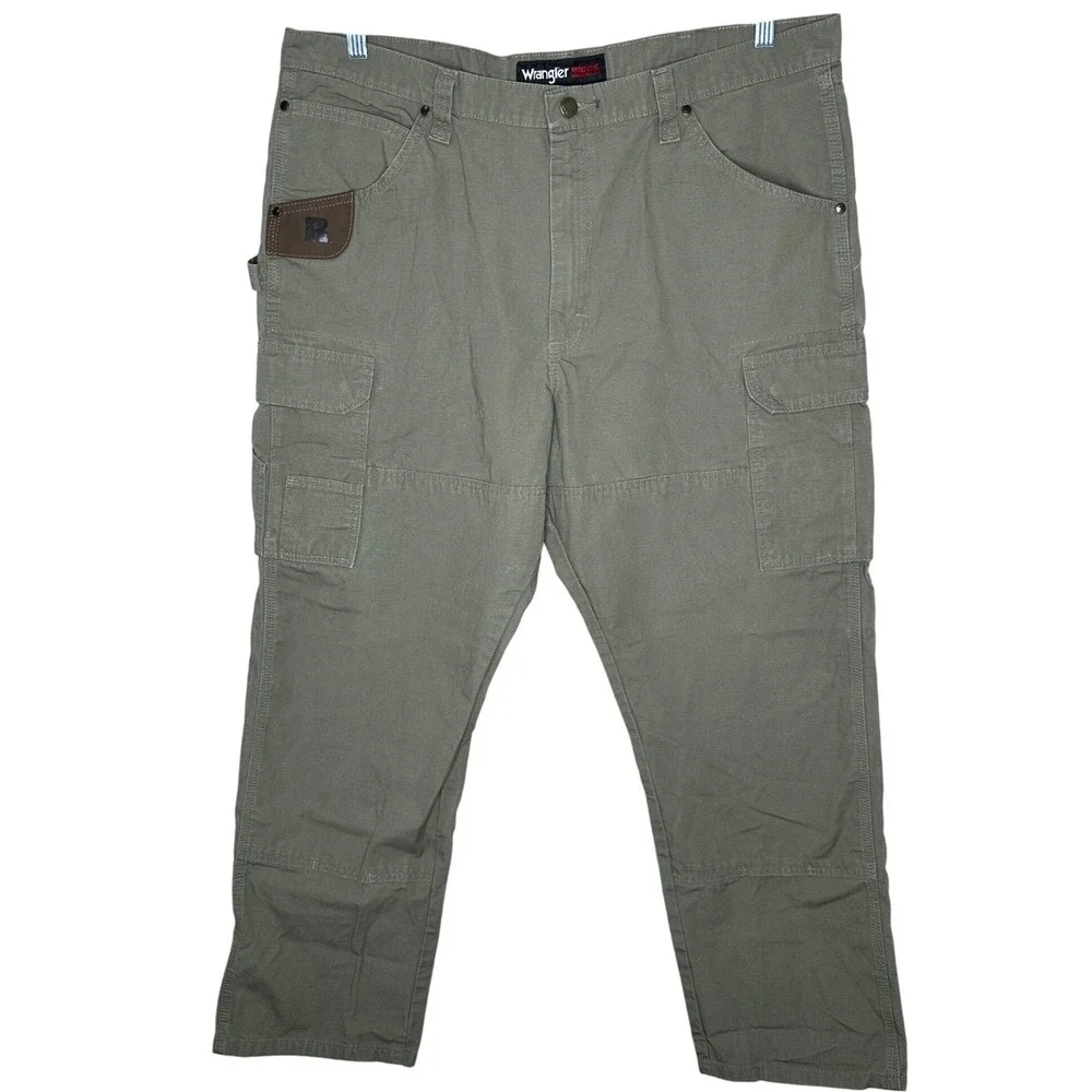 Wrangler Riggs Workwear Mens 40x32 Olive Green Ripstop Cargo Pants 3W060BR